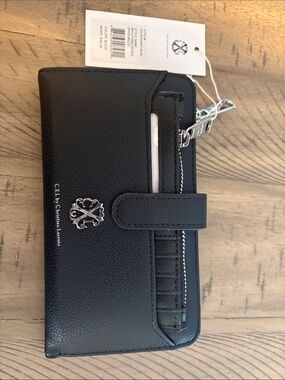 641 CXL by Christian Lacroix Black Leather Wallet with Silver Hardware